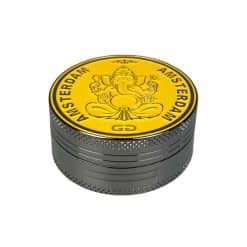 Grinder Amsterdam Ganesh Argento e Giallo in Alluminio - 2 parti 50mm
