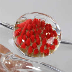 Alternative view of Black Leaf Oil Bong con Banger in Vetro Rosso - 18cm