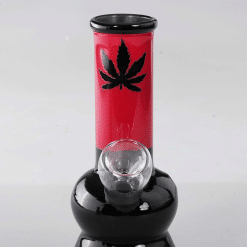 Alternative view of Mini Bong Nero con Foglia di Canapa in Vetro 14cm