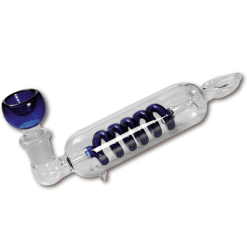 Pipa a Spirale Blu in Vetro - 18cm
